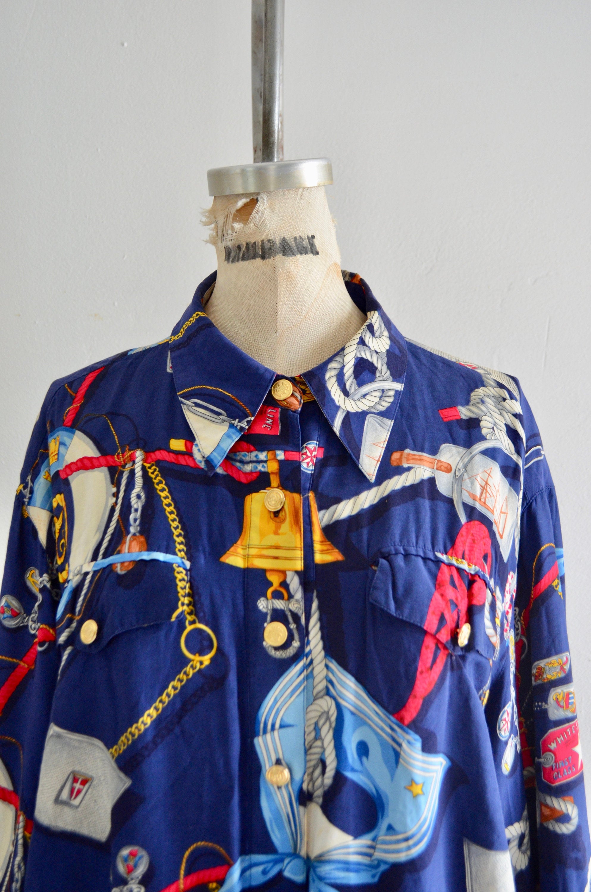 1980S Liz Claiborne Nautical Cropped Sailor Bomber Jacket Windbreaker Rare Fashion Outwear
