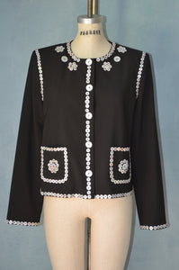 Victor Costa Occasion Black Lined Jacket & Buttons Details