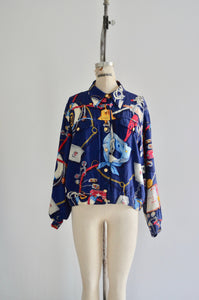 1980S Liz Claiborne Nautical Cropped Sailor Bomber Jacket Windbreaker Rare Fashion Outwear