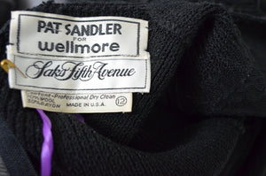 Pat Sandler Wellmore Dress For Saks Fifth Avenue Black Santana Knit Bead Puff Sleeve Dynasty