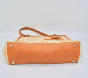 Mario Hernandez Signature Orange Canvas Leather Crossbody Satchel Handbag Top Handle Purse Magnetic
