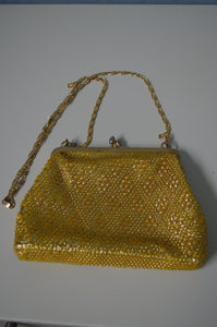 60S Gold Metallic Pearlized Sequin Purse Bag Clutch Stunning