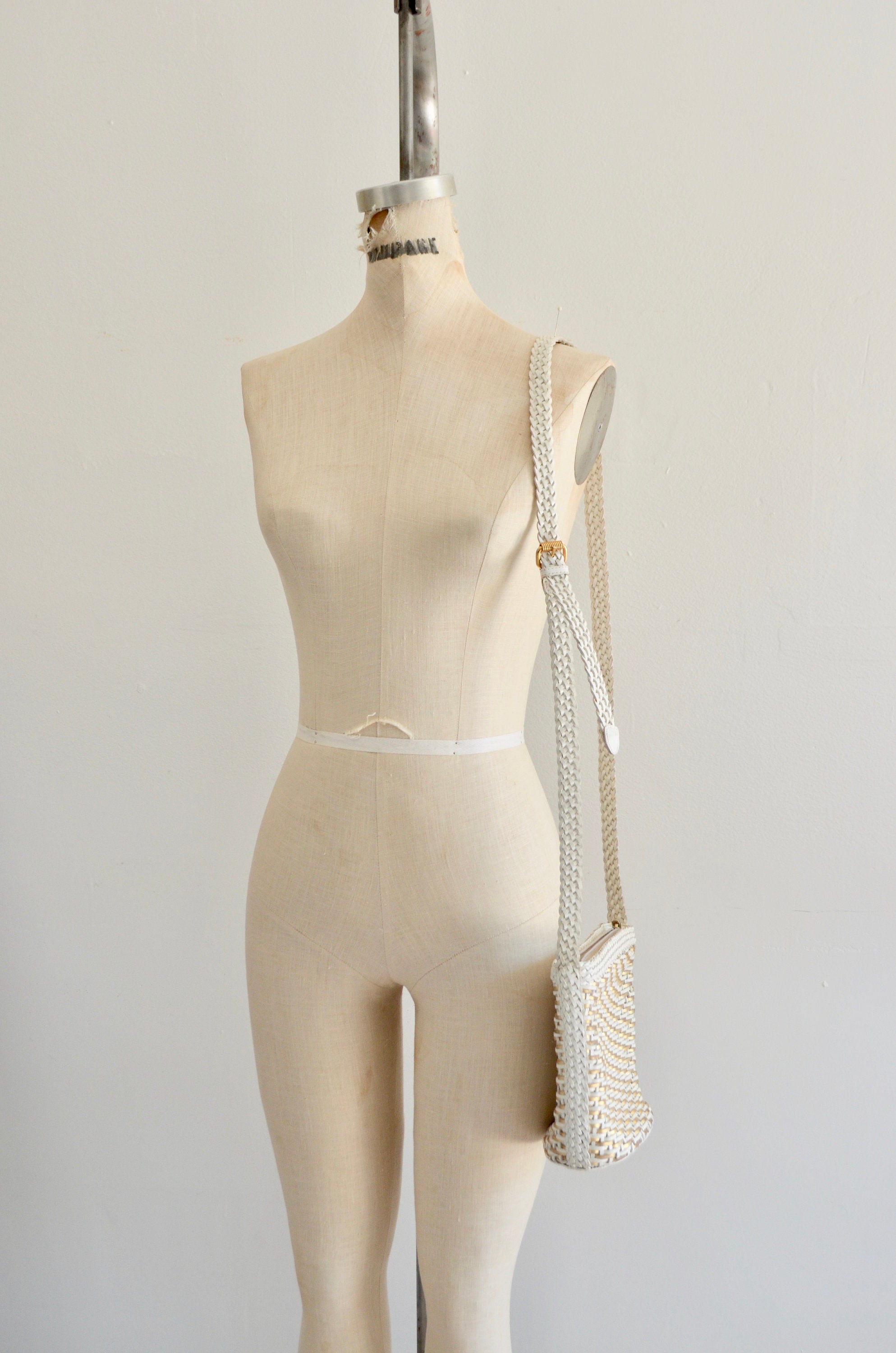 Gold/White Woven Braided Leather Cem Crossbody Handbags Brazilian Designer Bag Summer