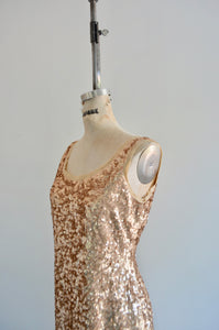 Saturday Night Gold Silk Sequined Beaded Party Made Of Honor Wedding Cocktail Sleeveless Crepe Dress