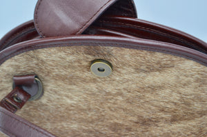 Brown Calf Hair Pony Hair Design Genuine Leather Shoulder Handbag Handmade Bag Argentina Cuero Vaca