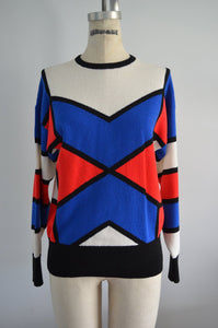 Piet Mondrian Inspired Geometric Knitted Rust Sweater