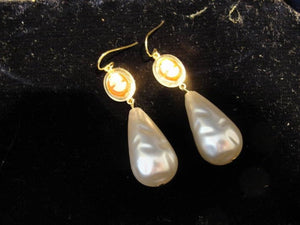 Tear Drop Earrings With A Cranberry Cameo