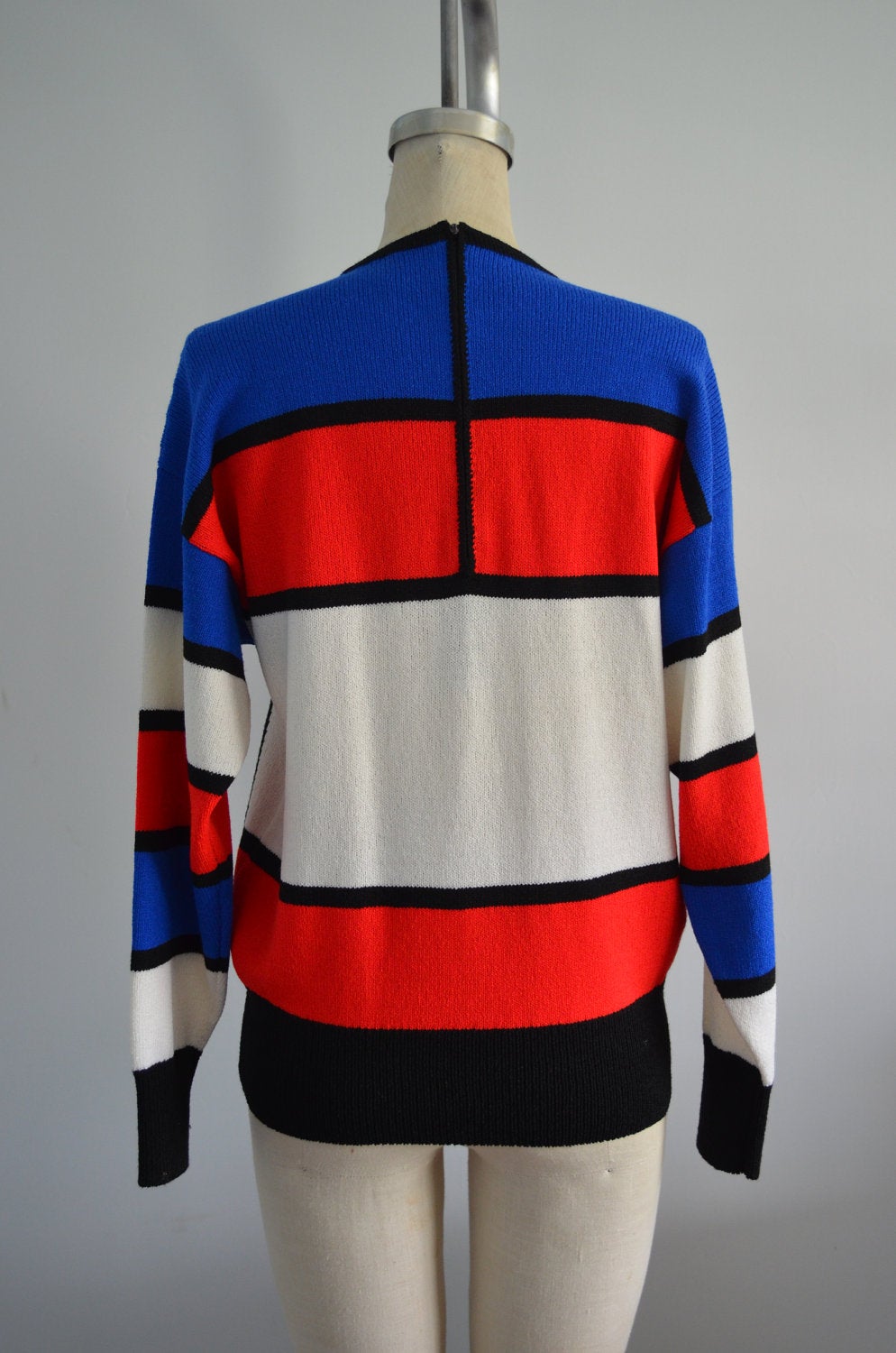Piet Mondrian Inspired Geometric Knitted Rust Sweater