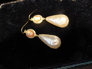 Tear Drop Earrings With A Cranberry Cameo