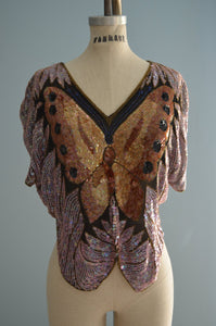 Beaded Sequin Butterfly Top