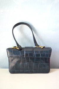 Rodart Blue Navy Leather Croco Handbag 60S Purse