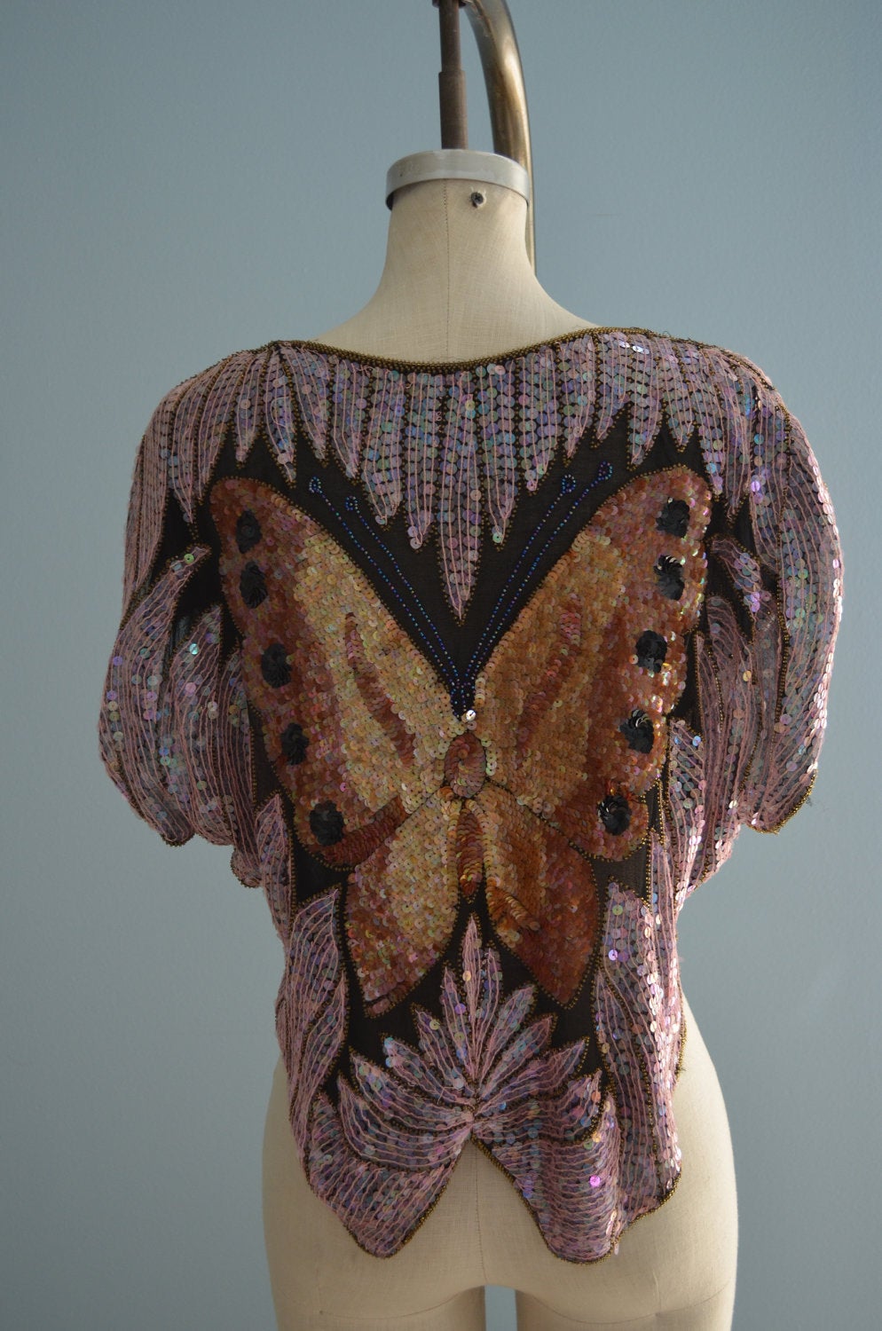 Beaded Sequin Butterfly Top