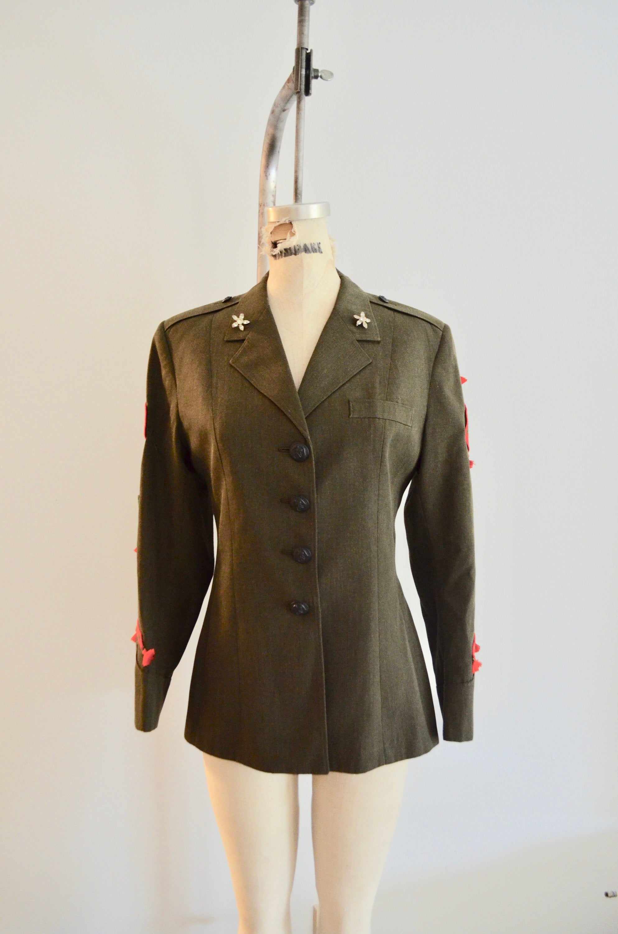 New Old Stock Reworked Formal Genuine Army Military Woman Dress Coat Blazer W Patched Gg And Tassels