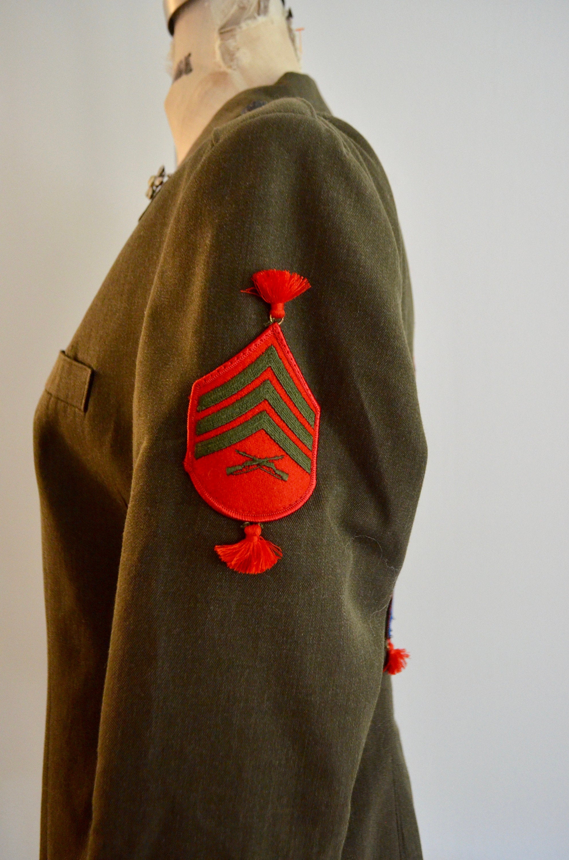 New Old Stock Reworked Formal Genuine Army Military Woman Dress Coat Blazer W Patched Gg And Tassels