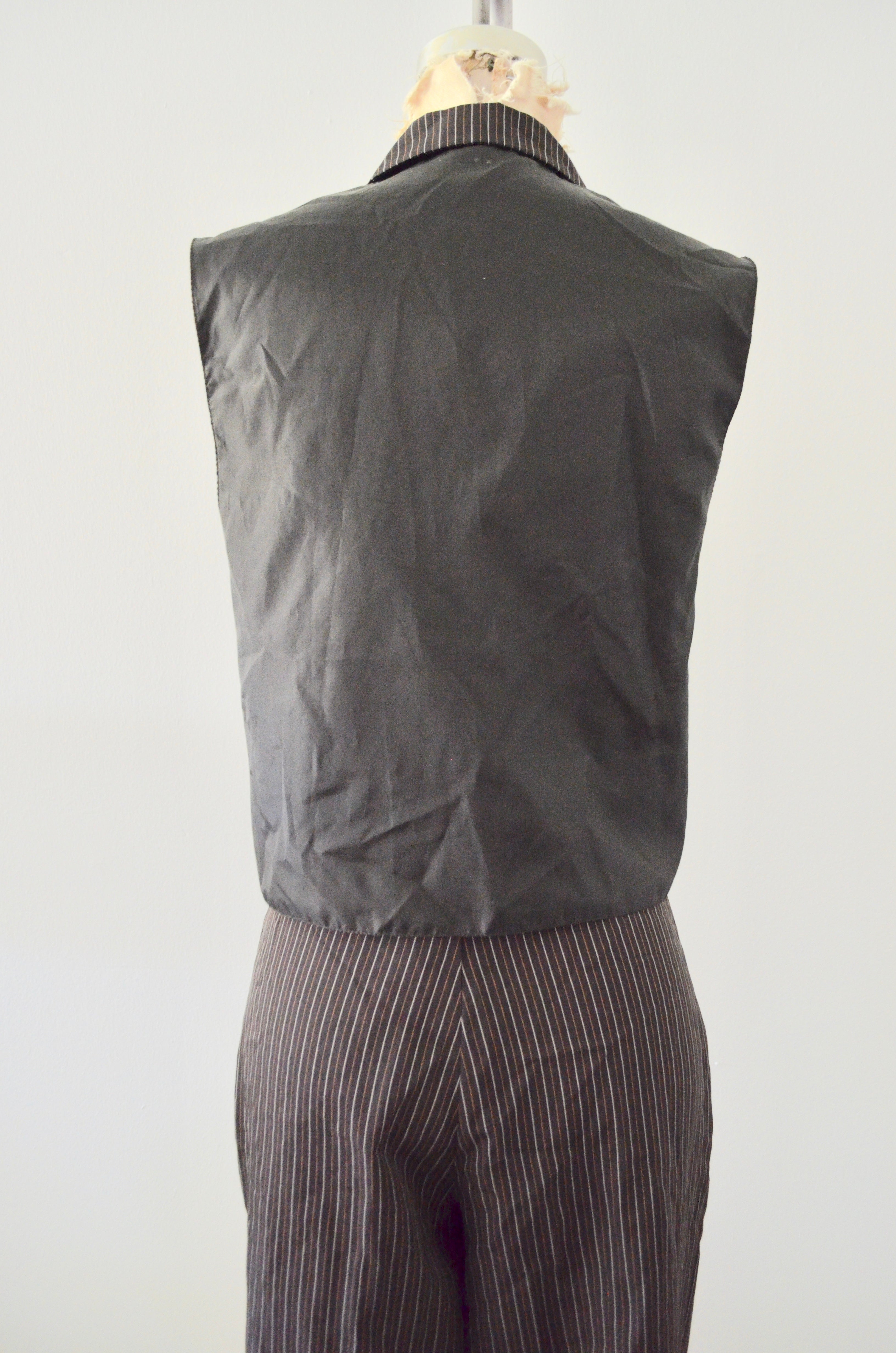 Vintage Plaid Black Pinstripe Vest Wide Leg Suit Tailored Women's Fashion Trend Street Style