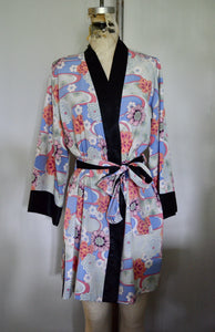 Kimono Vest Black Chinese Japanese Women Kimono Traditional Satin Robe Floral Garden Bath Gown