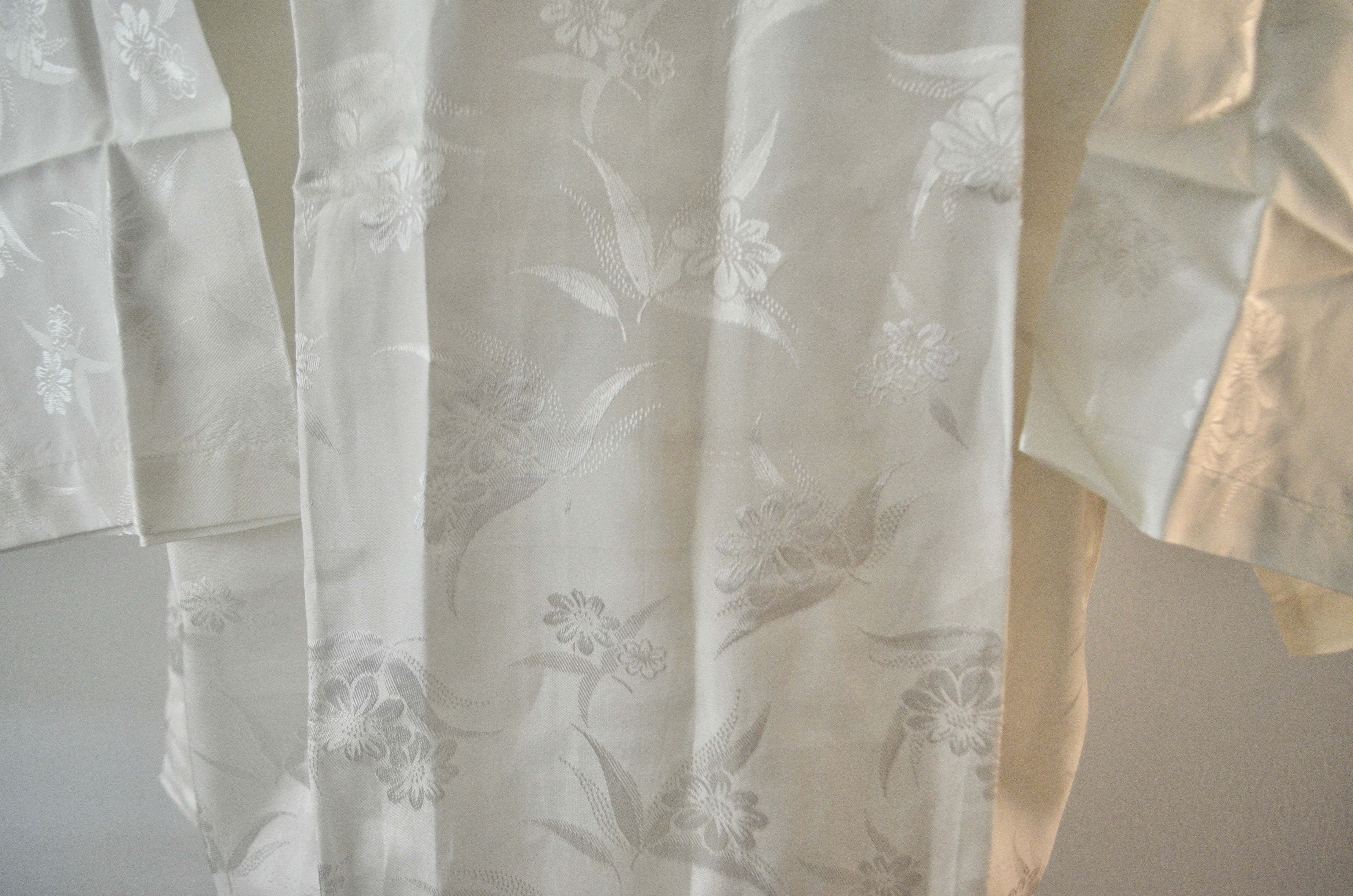 White Dragon Silk Brocade Pajama Set Pants and Kimono Sleepwear Street Wear Chic Style