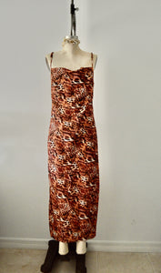 NWT Deadstock Silk slip dress with spandex trend long dress casual