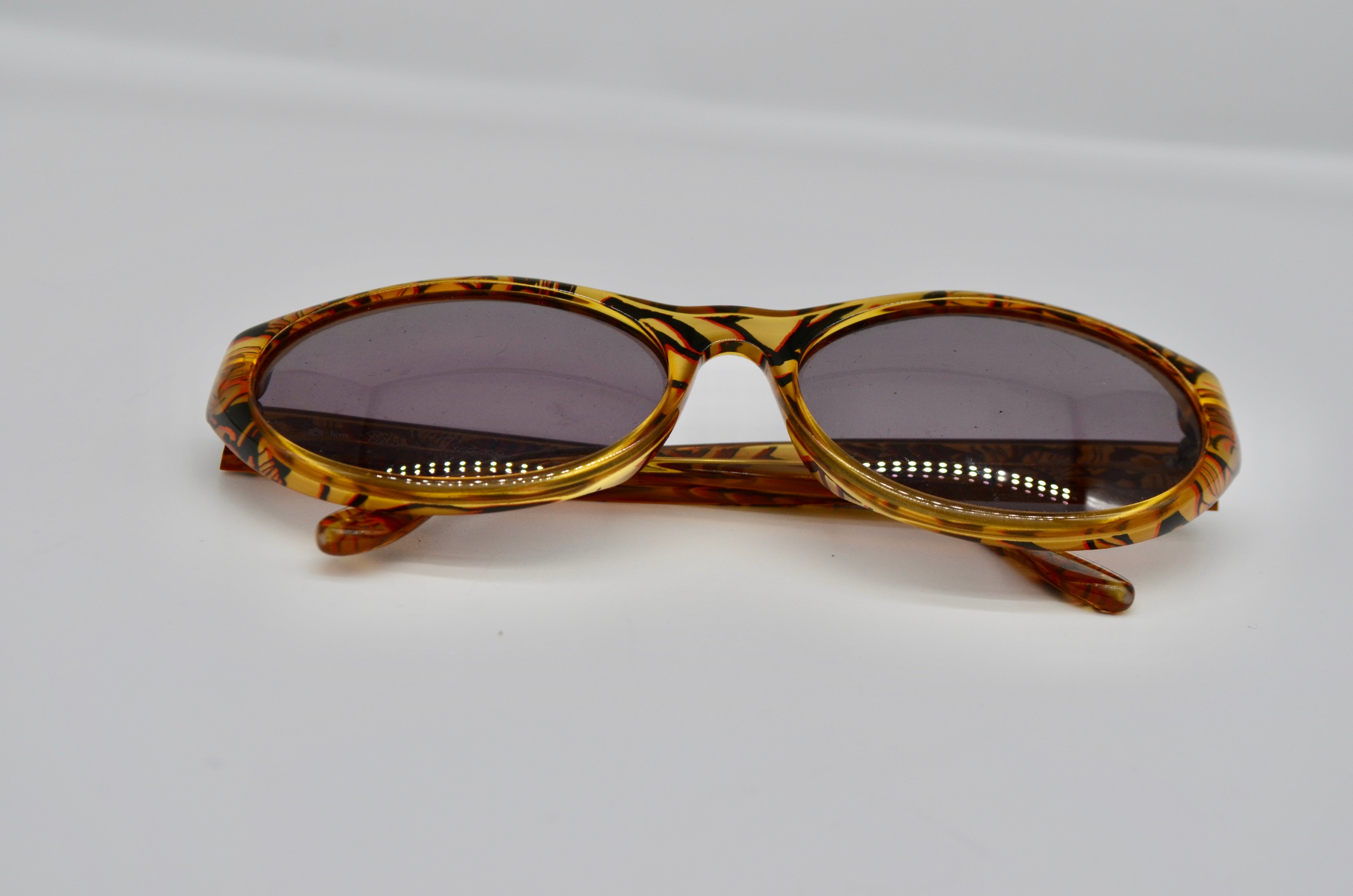 Vintage Authentic Paloma Picasso Cat Eye Floral Translucid Sunglasses Frame 3807-30