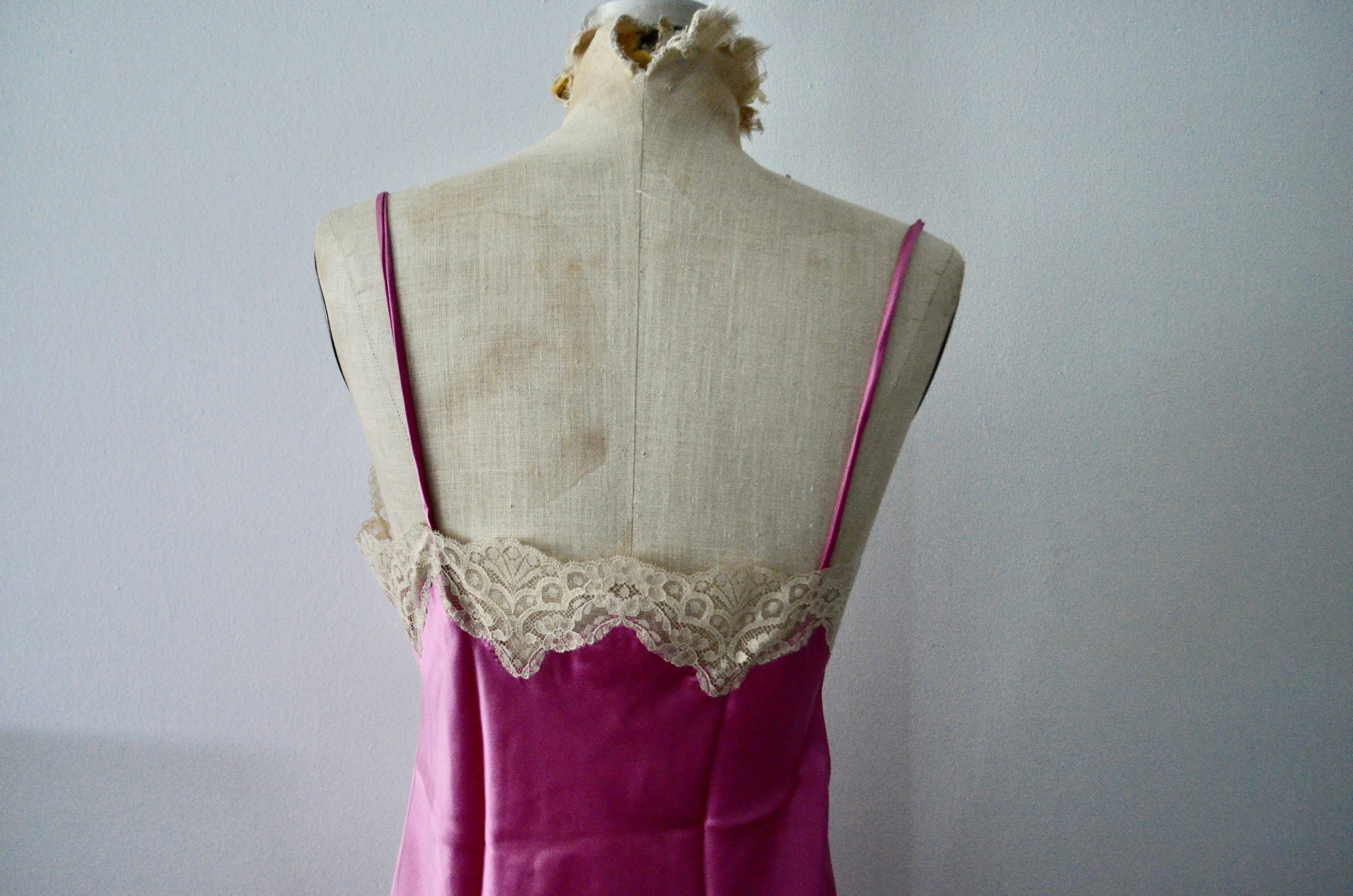NWT SILK Pink Lace Trim Slip Short Dress M Sleepwear Loungewear