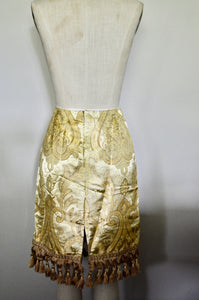 Vintage Yellow Brocade Fringe Skirt