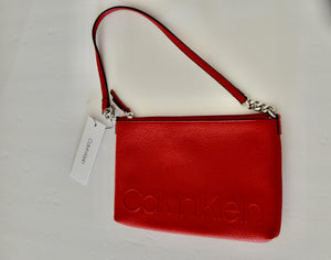 NWT Calvin Klein Womens Red Kix Body Handbag Faux Leather Shoulder - small