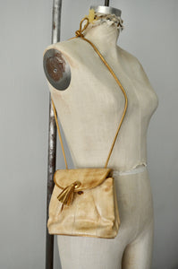 1970s Leather Snakeskin Beige Barbara Bolan Crossbody Handbag Tassel Small