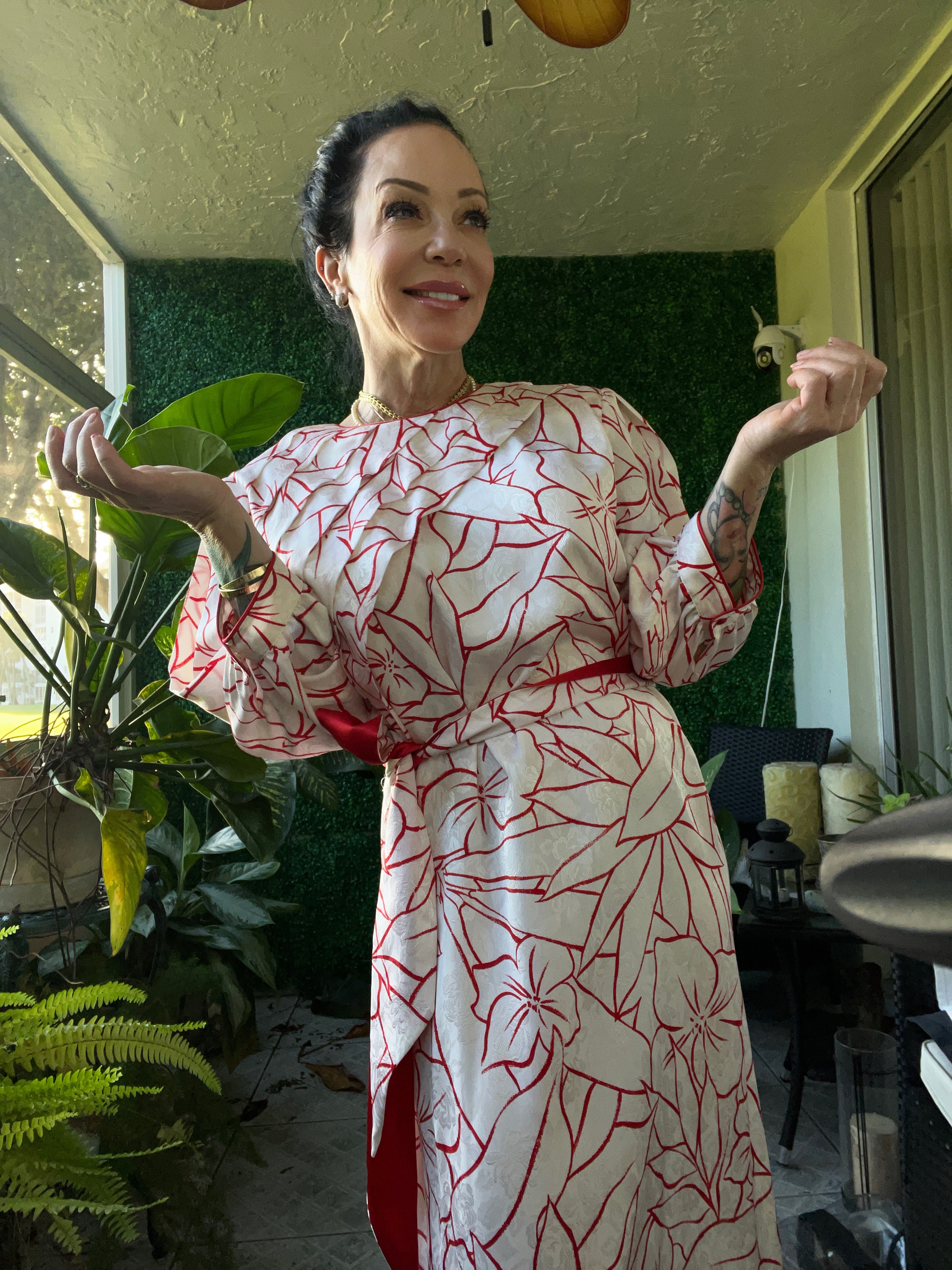 Vintage Flora Kung red and white silk dress – Cougar Vintage Shop