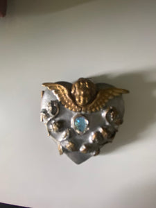 Victorian locket cherub angel heart Silver and Gold necklace pendant photos memories