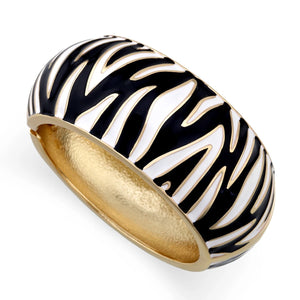 Golden Plated Zebra-Print Shape Round Bangle bracelet Metal Statement