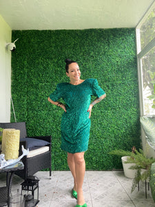 80s Laurence Kazar Emerald Green Sequined Beaded Shinning Dress Style Cougar Vintage Shop 80s Laurence Kazar Emerald Green Sequined Beaded Shinning Dress Style Cougar Vintage Shop