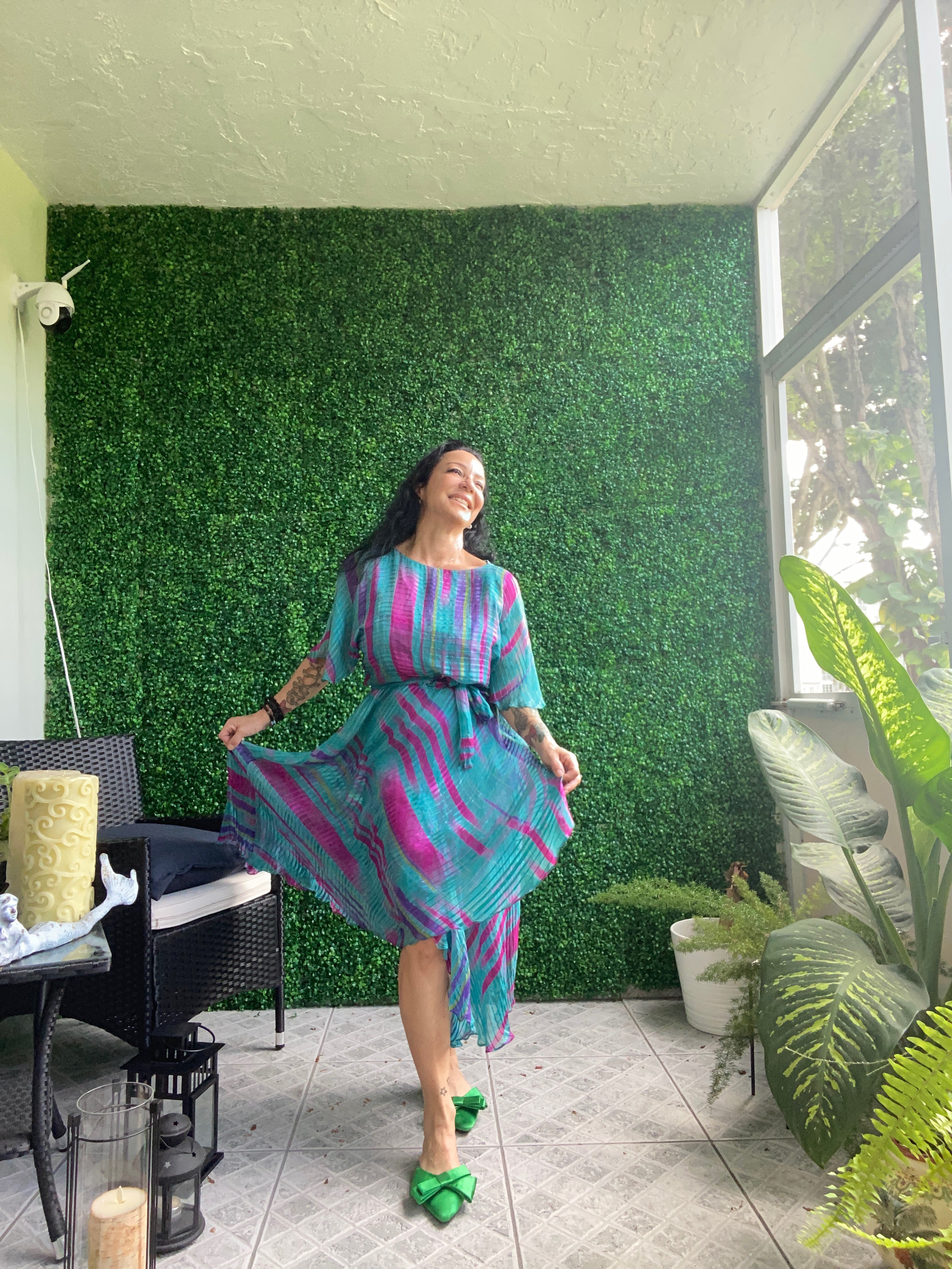 Vintage 70s The Silk Farm Dress By Icinoo Emerald Green Sheer Striped Cougar Vintage Shop Vintage 70s The Silk Farm Dress By Icinoo Emerald Green Sheer Striped Cougar Vintage Shop