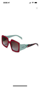 Emilio Pucci Mint Colorful 53MM Square Sunglasses RED One Size Authentic New in Box