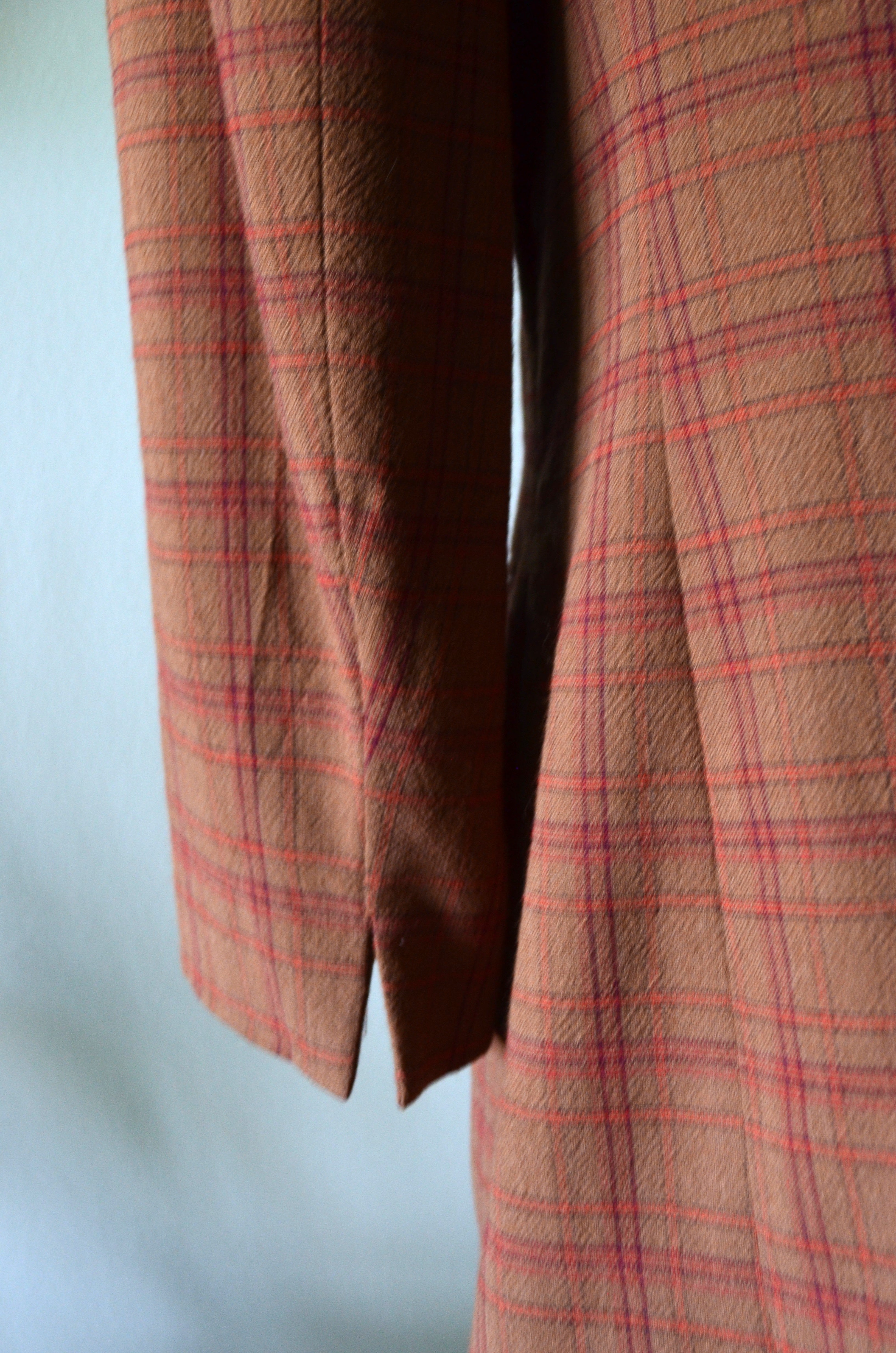 80s Liz Claiborne plaid tweed tailor Tan blazer with shoulder pads