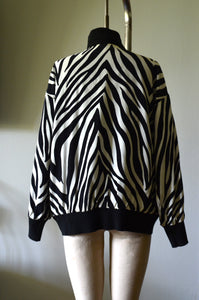 1980S double face zebra safari bomber jacket slouchy Windbreaker Rare Fashion Outwear