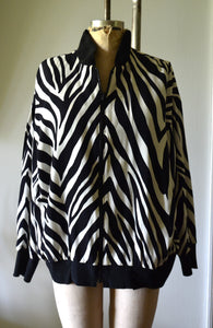 1980S double face zebra safari bomber jacket slouchy Windbreaker Rare Fashion Outwear